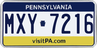 PA license plate MXY7216