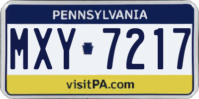 PA license plate MXY7217