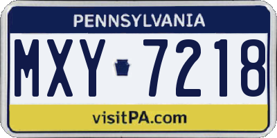 PA license plate MXY7218