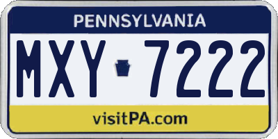PA license plate MXY7222