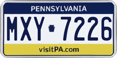 PA license plate MXY7226