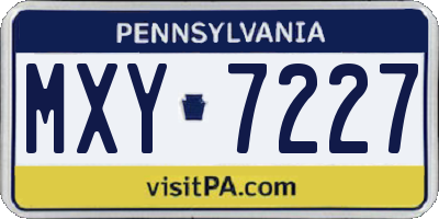 PA license plate MXY7227