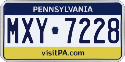 PA license plate MXY7228