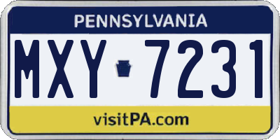 PA license plate MXY7231