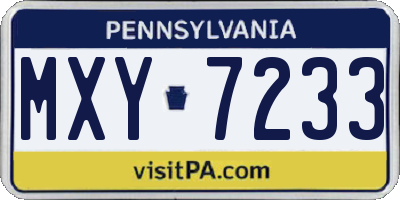 PA license plate MXY7233