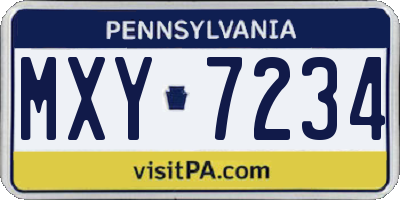 PA license plate MXY7234
