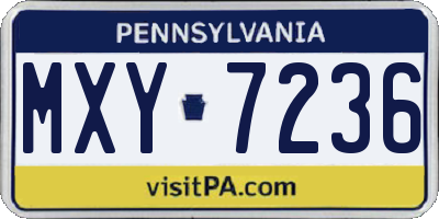 PA license plate MXY7236