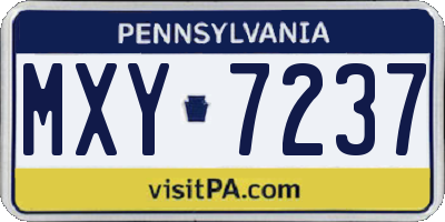 PA license plate MXY7237