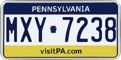 PA license plate MXY7238