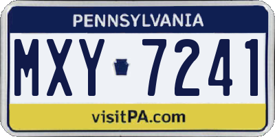 PA license plate MXY7241