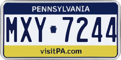 PA license plate MXY7244