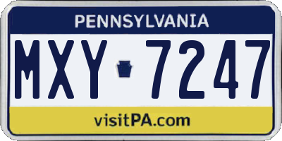 PA license plate MXY7247
