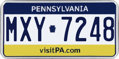 PA license plate MXY7248