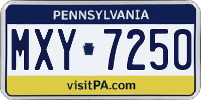 PA license plate MXY7250