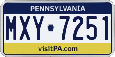 PA license plate MXY7251