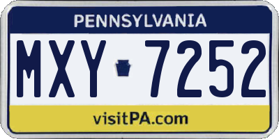 PA license plate MXY7252