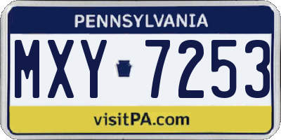 PA license plate MXY7253