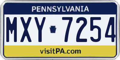 PA license plate MXY7254
