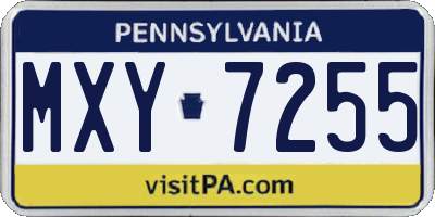 PA license plate MXY7255