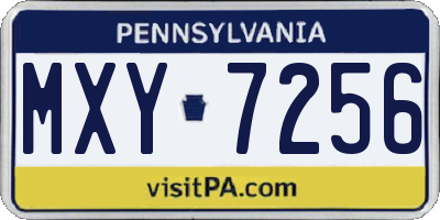 PA license plate MXY7256