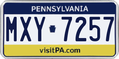 PA license plate MXY7257