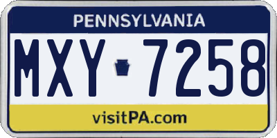 PA license plate MXY7258
