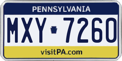 PA license plate MXY7260