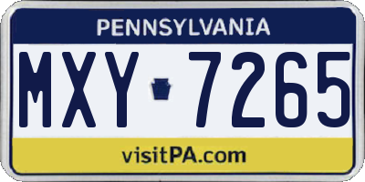 PA license plate MXY7265