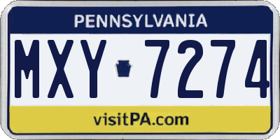 PA license plate MXY7274
