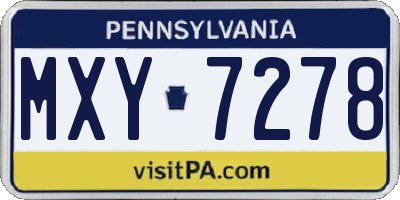 PA license plate MXY7278
