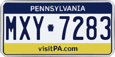 PA license plate MXY7283