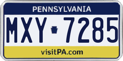 PA license plate MXY7285