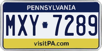 PA license plate MXY7289