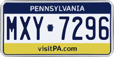 PA license plate MXY7296