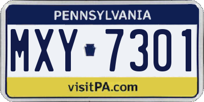 PA license plate MXY7301