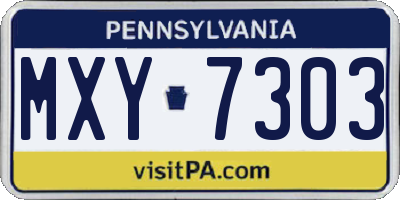PA license plate MXY7303