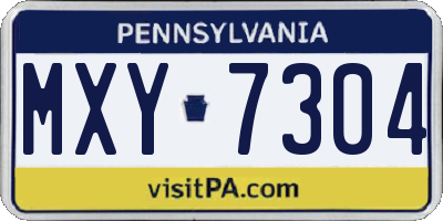 PA license plate MXY7304