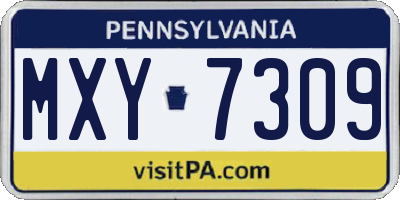 PA license plate MXY7309