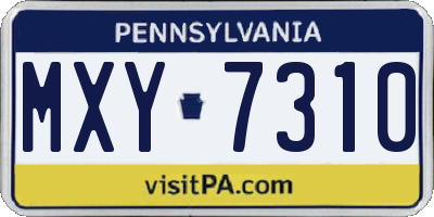 PA license plate MXY7310