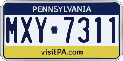 PA license plate MXY7311