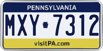 PA license plate MXY7312