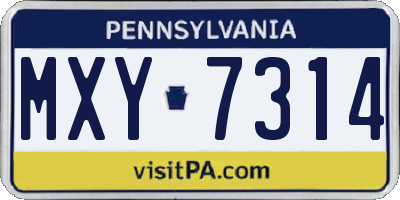 PA license plate MXY7314