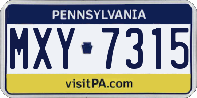 PA license plate MXY7315