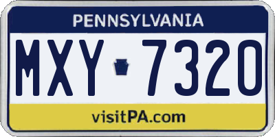 PA license plate MXY7320