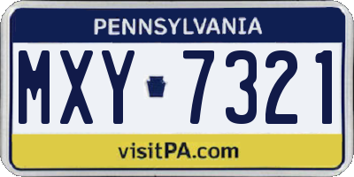 PA license plate MXY7321