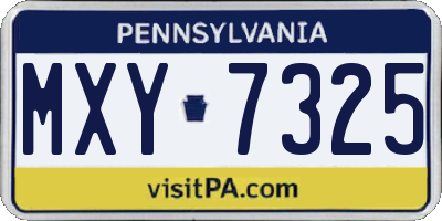 PA license plate MXY7325