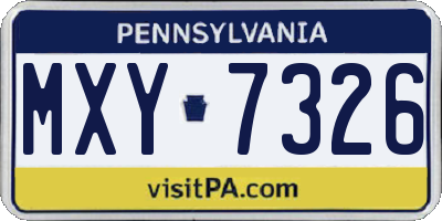 PA license plate MXY7326