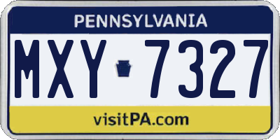 PA license plate MXY7327