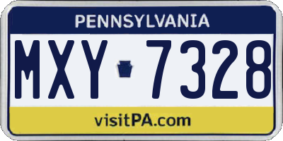 PA license plate MXY7328