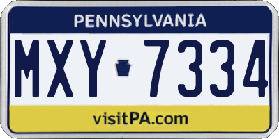 PA license plate MXY7334